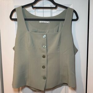 Abercrombie & Fitch Women's Green Button-Down Vest